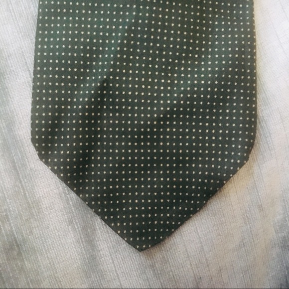 Liberty of London Tie Silk Green Polka Dot Pattern - Picture 3 of 4